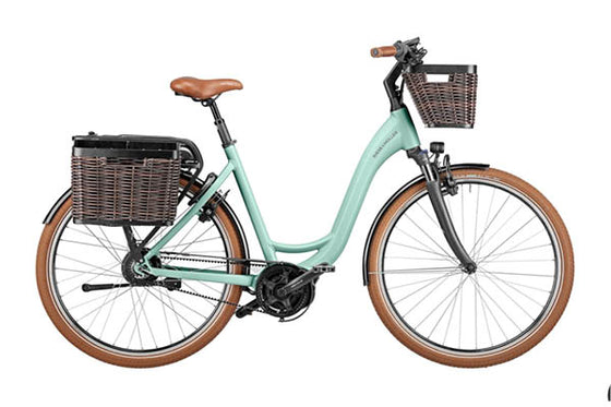 Riese & Muller Swing3 E-Bike - Salvia Matt with front and rear baskets